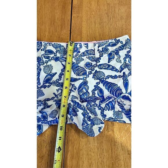 LILLY PULITZER BLUE SEA SHELL SCALLOPED TRIM SHORTS WOMENS SIZE 00 - Picture 8 of 9